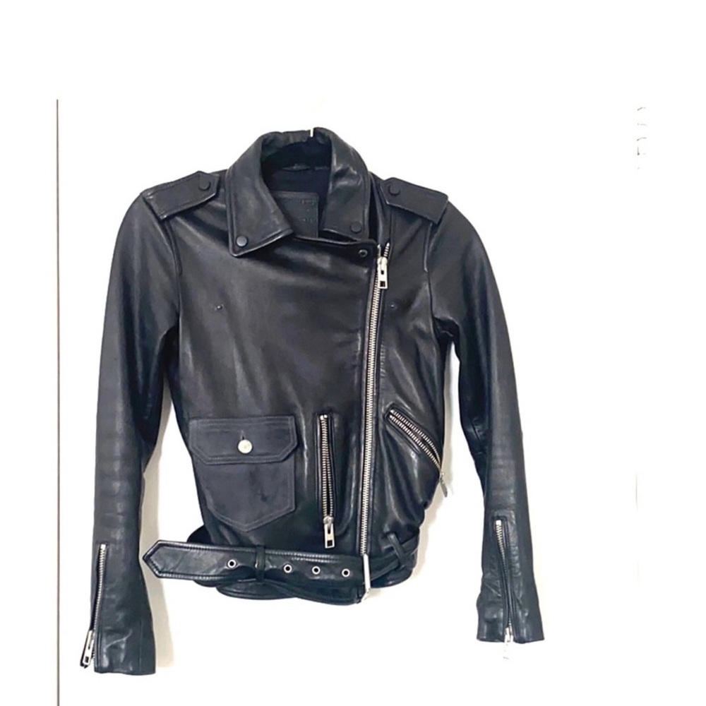 All Saints Midnight Black Leather Jacket